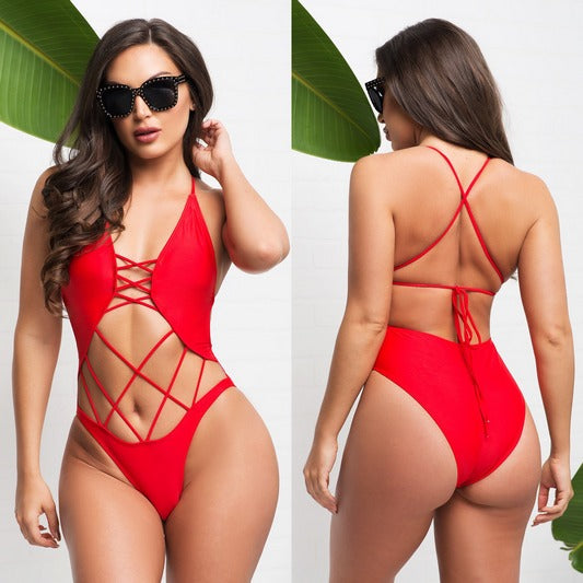 Red Strappy Monokini